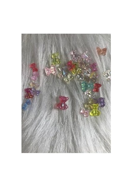 20 Adet Hologramlı Ayıcık Charm Tırnak Süsü