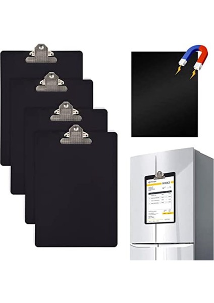 4 Parça Manyetik Panolar Mektup Boyutu Panolar 9X12.5 Inç Ofis Sınıf Ev Için Buzdolabı Için Standart Klip (Yurt Dışından)