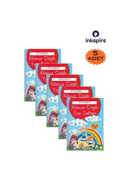 Güzel Yazı Defteri A4 Boy 19X27 cm 24 Yaprak 5 Adet Standart Çizgili Yazı Defteri Dik Temel Harfler