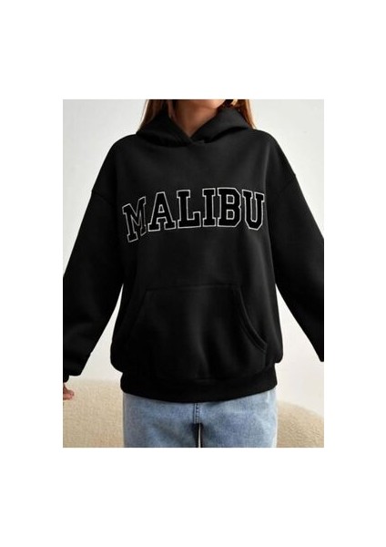 Unisex Malibu Baskılı Oversize Kapüşonlu Sweatshırt fiyatları