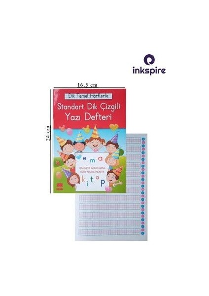 Güzel Yazı Defteri Orta Boy Dik Çizgili 16,5X24 cm 24 Yaprak 5 Adet Standart Dik Çizgili Yazı Defter
