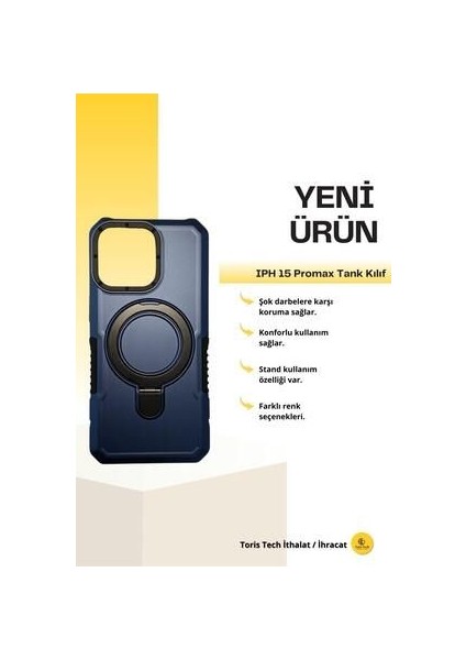 Iphone 15 Pro Max Yüksek Koruma ve Stand Özellikli Tank Kılıf