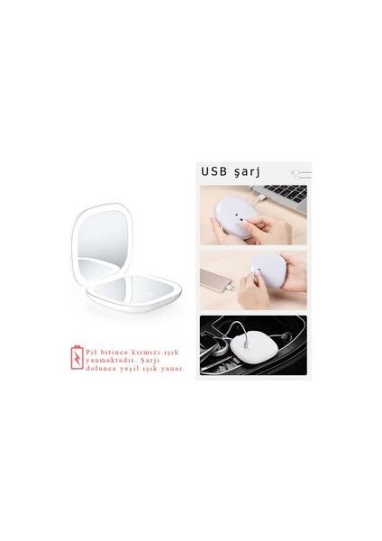 LED Işıklı Makyaj Aynası Siyah Renk Yakınlaştırma Özelliği ile Pratik Kullanım 9 cm indirimleri