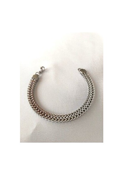 Çift Sıra Örgü Model Çelik Erkek Bileklik modelleri