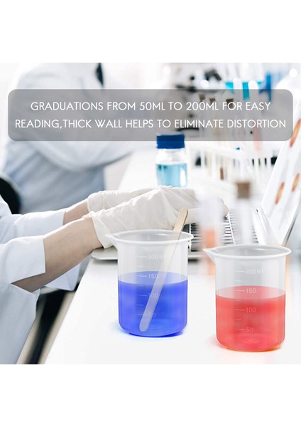 Mutfak Laboratuvarı Mezun Beher Şeffaf Plastik Ölçüm Kabı Kapaklı Ölçüm Sürahisi 200 ml 2 Adet Ile Kalınlaşmak (Yurt Dışından) modelleri
