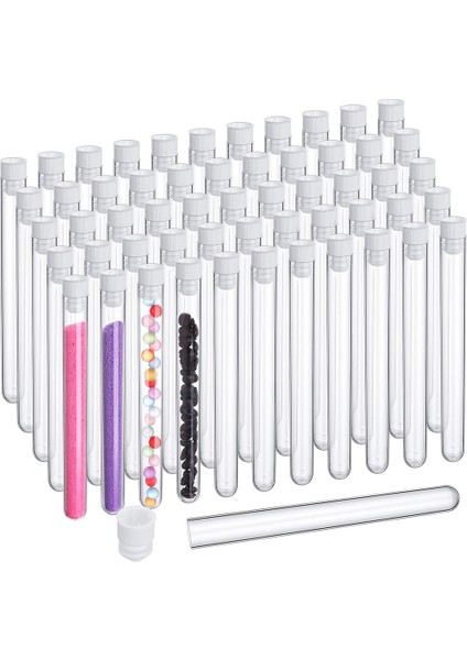 100 Adet Şeffaf Kapaklı Test Tüpleri 25 ml Plastik Tüp 16 x 150 mm Bilimsel Deneyler Için Plastik Şişeler Parti Malzemeleri (Yurt Dışından)
