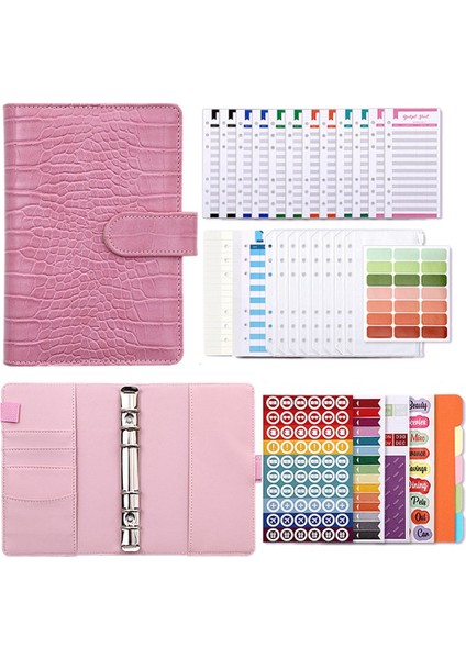 Timsah Desen A6 Pu Deri Dıy Bağlayıcı Defter Kapağı Gündem Planlayıcısı Kağıt Kapak Fermuar Para Tasarruf Zarfı, Pembe (Yurt Dışından)