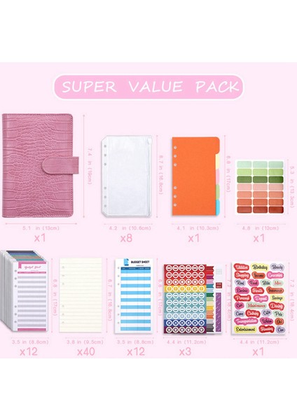 Timsah Desen A6 Pu Deri Dıy Bağlayıcı Defter Kapağı Gündem Planlayıcısı Kağıt Kapak Fermuar Para Tasarruf Zarfı, Pembe (Yurt Dışından)