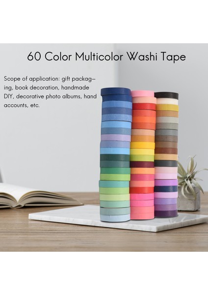 60 Adet/takım Temel Düz Renk Washi Bant Gökkuşağı Maskeleme Bandı Dekoratif Yapışkan Bant Etiket Karalama Defteri Günlüğü Kırtasiye (Yurt Dışından) fırsatları