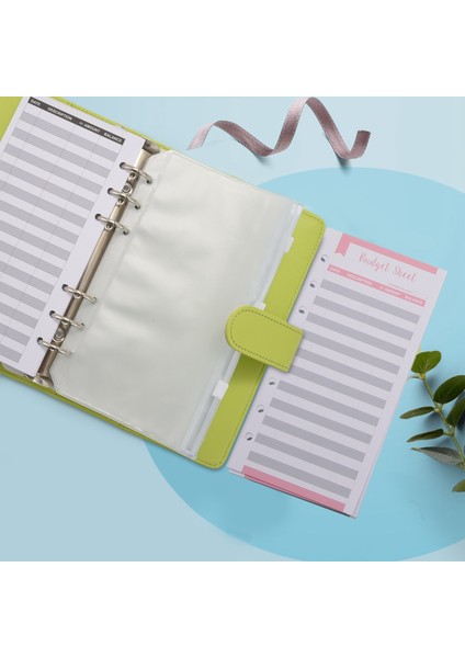 A6 Pu Deri Defter Bağlayıcı Bütçe Planlama Not Defteri 6 Telli Dosya Kapakları, 8 Bağlayıcı Cep, Fatura Planlama Için A (Yurt Dışından)
