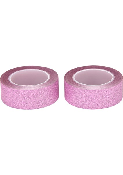 2 x 10M Glitter Washi Bant Sopa Kendinden Yapışkanlı Dekoratif Decora Craft Kendi Başına Yap Kağıdı Pembe (Yurt Dışından)