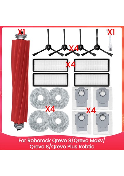 Roborock Qrevo S/qrevo Maxv/qrevo S/qrevo Plus Robtic Elektrikli Süpürge Ana Yan Fırça Hepa Filtre Paspas Bezi Toz Torbaları (Yurt Dışından)