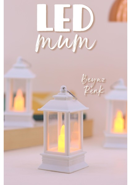 3 Adet LED Mum Mini Dörtgen Tip Pil Dahil Dumansız Alev Ledli Yapay Dekoratif Mum Işığı Beyaz PT434