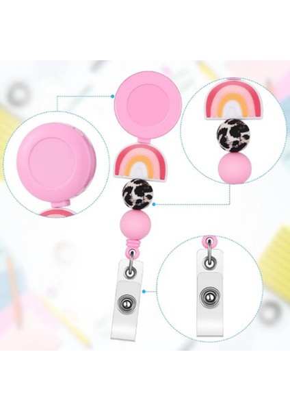 4 Adet Rozet Makarası, Hemşire Rozeti Makaraları Geri Çekilebilir Sevimli Silikon Boncuklu Rozet Makarası Döner Klip ve Ofis Için Anahtarlık (Yurt Dışından) indirimleri