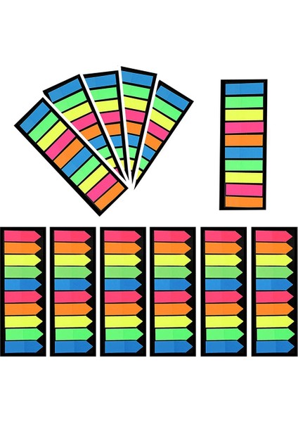 12 Takım Neon Sayfa Işaretleyicileri Yapışkan Dizin Sekmeleri, Renkli Dizin Sekmesi Bayrakları, Floresan Etiket Sekmeleri Kitaplar Için Not, 2 Tasarım (Yurt Dışından)
