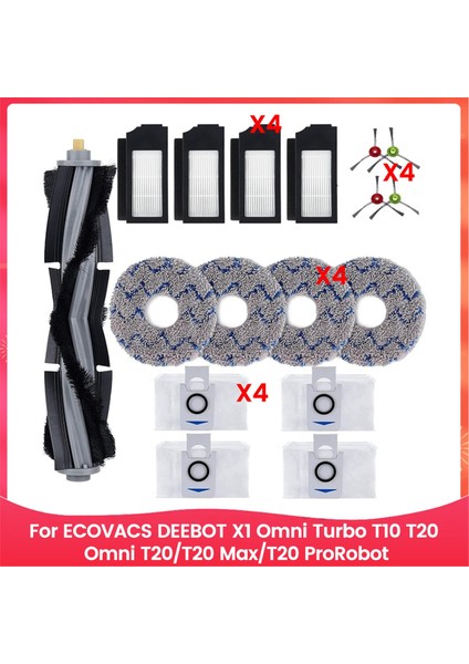 Ecovacs Deebot X1 Omni Turbo T10 T20 Omni T20/T20 MAX/T20 Pro Robot Süpürge Ana Yan Fırça Filtresi Paspas Torbaları (Yurt Dışından)