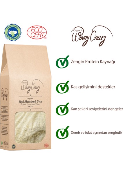 Glutensiz Yeşil Mercimek Unu (500 gr) Yerli ürün fiyatları