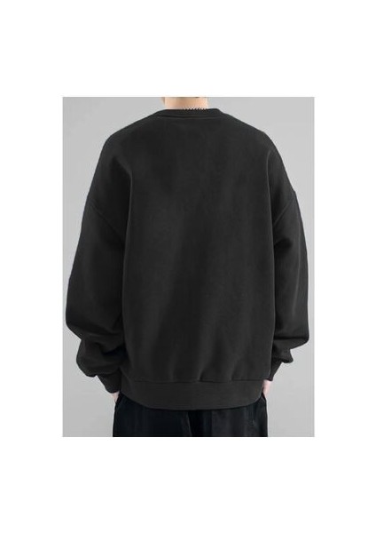 Erkek Ejderha Baskılı Oversize Bisiklet Yaka Sweatshırt fiyatları