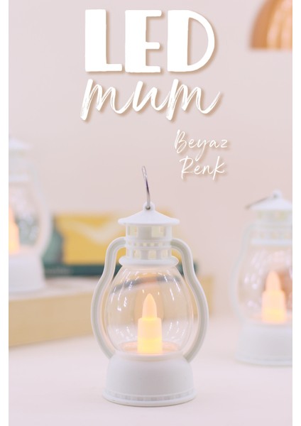 3 Adet LED Mum Mini Kamp Tipi Pil Dahil Dumansız Alev Ledli Yapay Dekoratif Mum Işığı Beyaz PT430