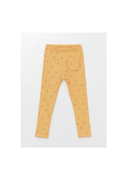 Lcw Baby Sarı Baskılı Beli Lastikli Çiçekli Kız Bebek Tayt