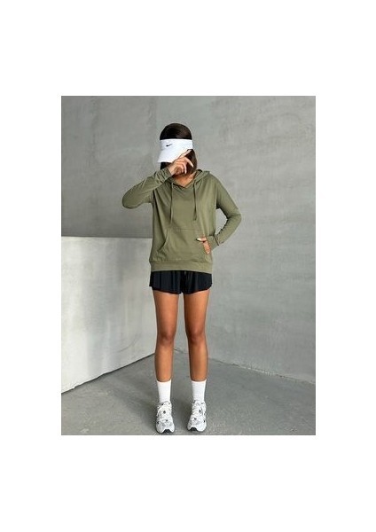 Kadın Haki Kapşonlu Cepli Mevsimlik Sweat modelleri