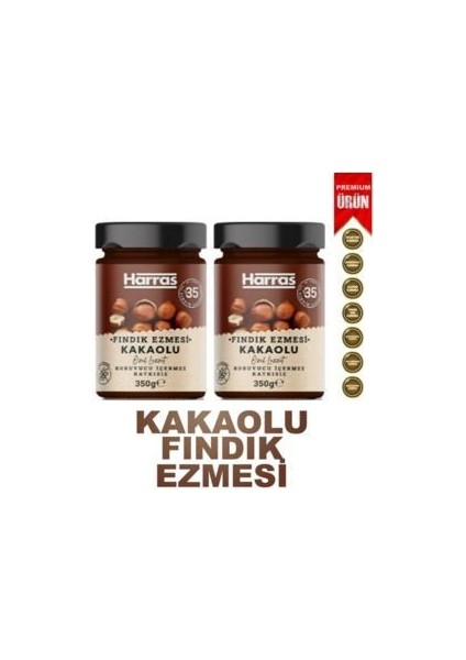 Glutensiz Katkısız Kakaolu Fındık Ezmesi 2 Adet x 350 gr