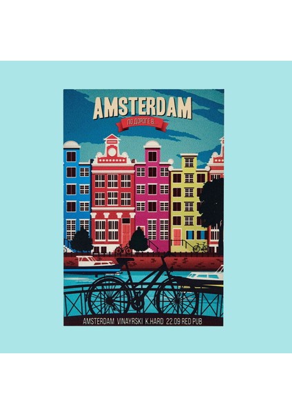 Amsterdam Mdf Tablo - Renkli - 20X30 cm