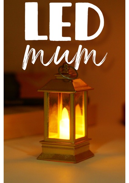 LED Mum Mini Dörtgen Tip Pil Dahil Dumansız Alev Ledli Yapay Dekoratif Mum Dekor Işığı Altın PT434