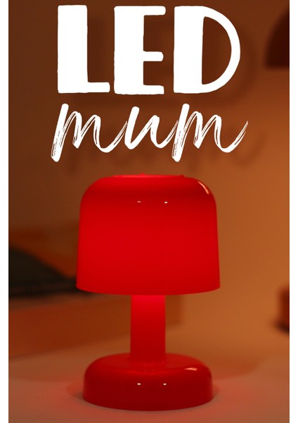 LED Mum Iskandinav Tip Pil Dahil Dumansız Alev Ledli Yapay Dekoratif Mum Dekor Işığı Kırmızı PT427