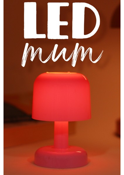 LED Mum Iskandinav Tip Pil Dahil Dumansız Alev Ledli Yapay Dekoratif Mum Dekor Işığı Pembe PT427