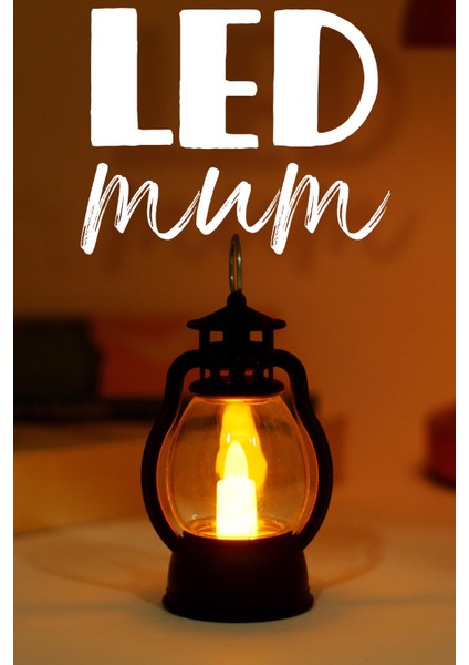 LED Mum Mini Kamp Tipi Pil Dahil Dumansız Alev Ledli Yapay Dekoratif Mum Dekor Işığı Siyah PT430