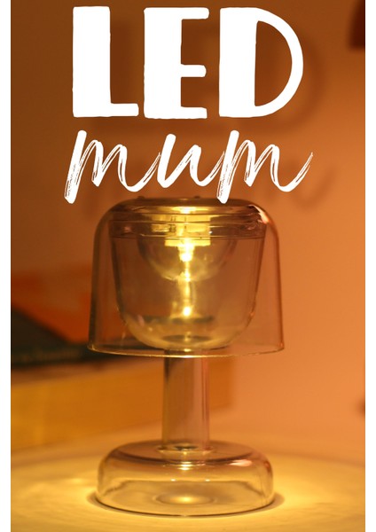 LED Mum Iskandinav Tip Pil Dahil Dumansız Alev Ledli Yapay Dekoratif Mum Dekor Işığı Füme PT428