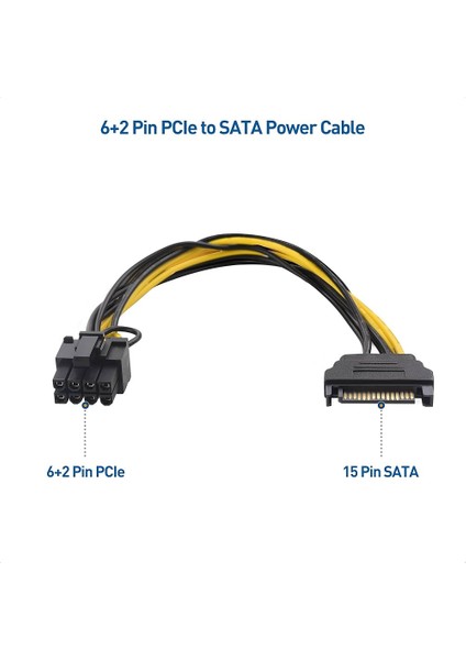 6 Pin Sata Power Kablo 8 Pin Sata Power Kablo 6+2 Pin Sata Power Kablo