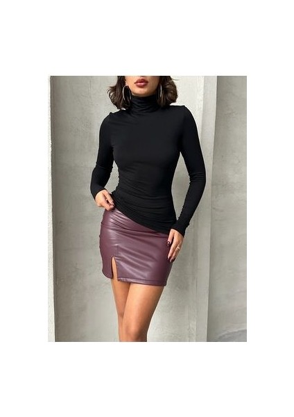 Kadın Siyah Dik Yaka Uzun Kol Bluz fırsatları