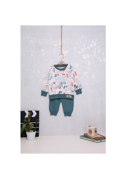 Erkek Bebek Eğlenceli Hayvan Figürlü Ikili Takım