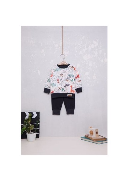 Erkek Bebek Eğlenceli Hayvan Figürlü Ikili Takım