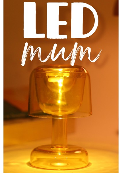 LED Mum Iskandinav Tip Pil Dahil Dumansız Alev Ledli Yapay Dekoratif Mum Dekor Işığı Sarı PT428