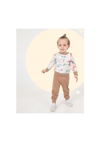 Erkek Bebek Eğlenceli Hayvan Figürlü Ikili Takım