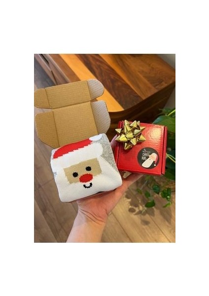 Unisex Kutulu Yılbaşı Noel Çorabı