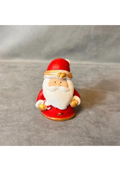 El Yapımı Ahşap Kutu + Noel Baba Biblo + Kardan Adam Biblo + Mumluk Dekoratif Yılbaşı Seti
