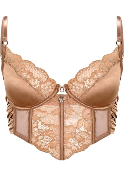 Camile Kahve Saten Dantelli Korseli Sütyen fiyatları