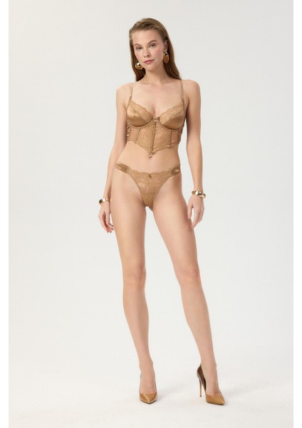 Camile Kahve Saten Dantelli Korseli Sütyen indirimleri