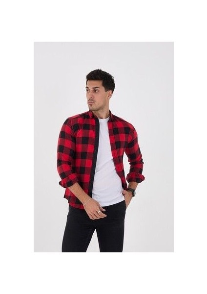 Slim Fit Flanel Ince Oduncu Gömlek
