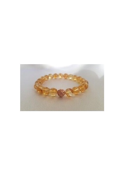 Sitrin Taşı Bileklik (925 Ayar Bronz Kaplama Gümüş Düğüm Kapamalı)