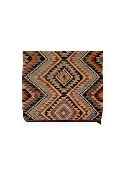 187X330 cm Geometrik Desenli Eski El Yapımı Yolluk Kilim. %100 Yün fırsatları
