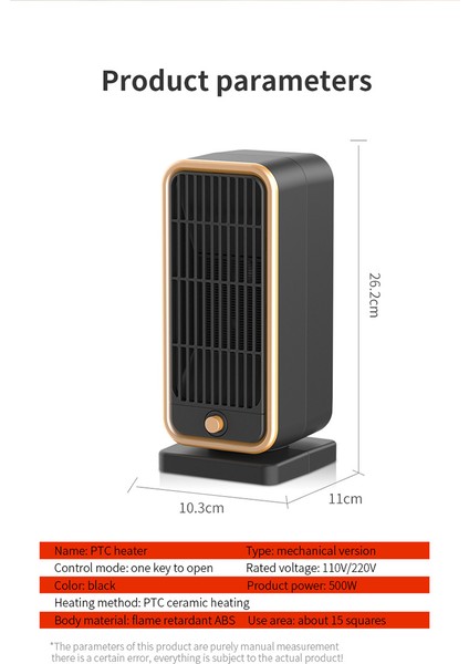 Ev/ofis Küçük Masaüstü Isıtıcı Elektrikli Isıtıcı Siyah 500W (Yurt Dışından) indirimleri