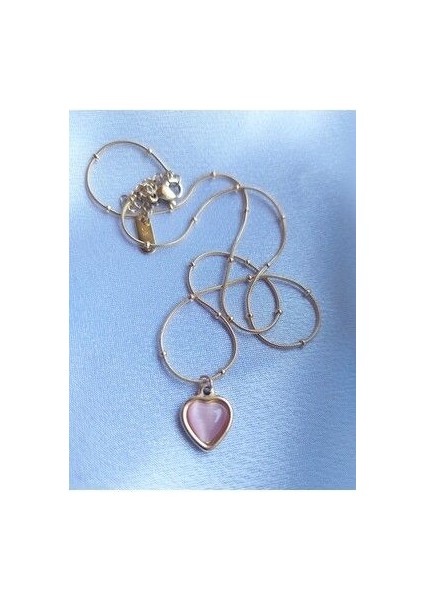 Pembe Taşlı Kalp Kolye fiyatları