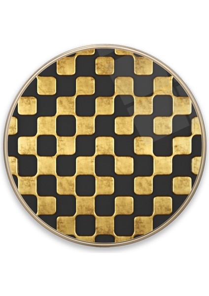 Gold Desen Yuvarlak Cam Tablo | Hediyelik, Dekoratif, Ofis, Mutfak