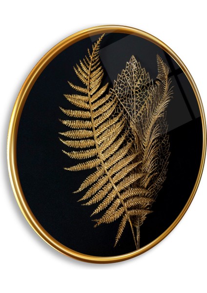 Gold Yapraklar Yuvarlak Cam Tablo | Hediyelik, Dekoratif, Ofis, Mutfak modelleri