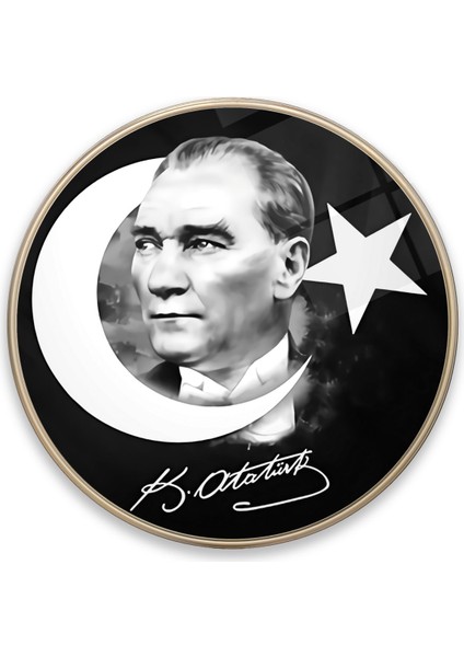 Atatürk Yuvarlak Cam Tablo | Hediyelik, Dekoratif, Ofis, Mutfak